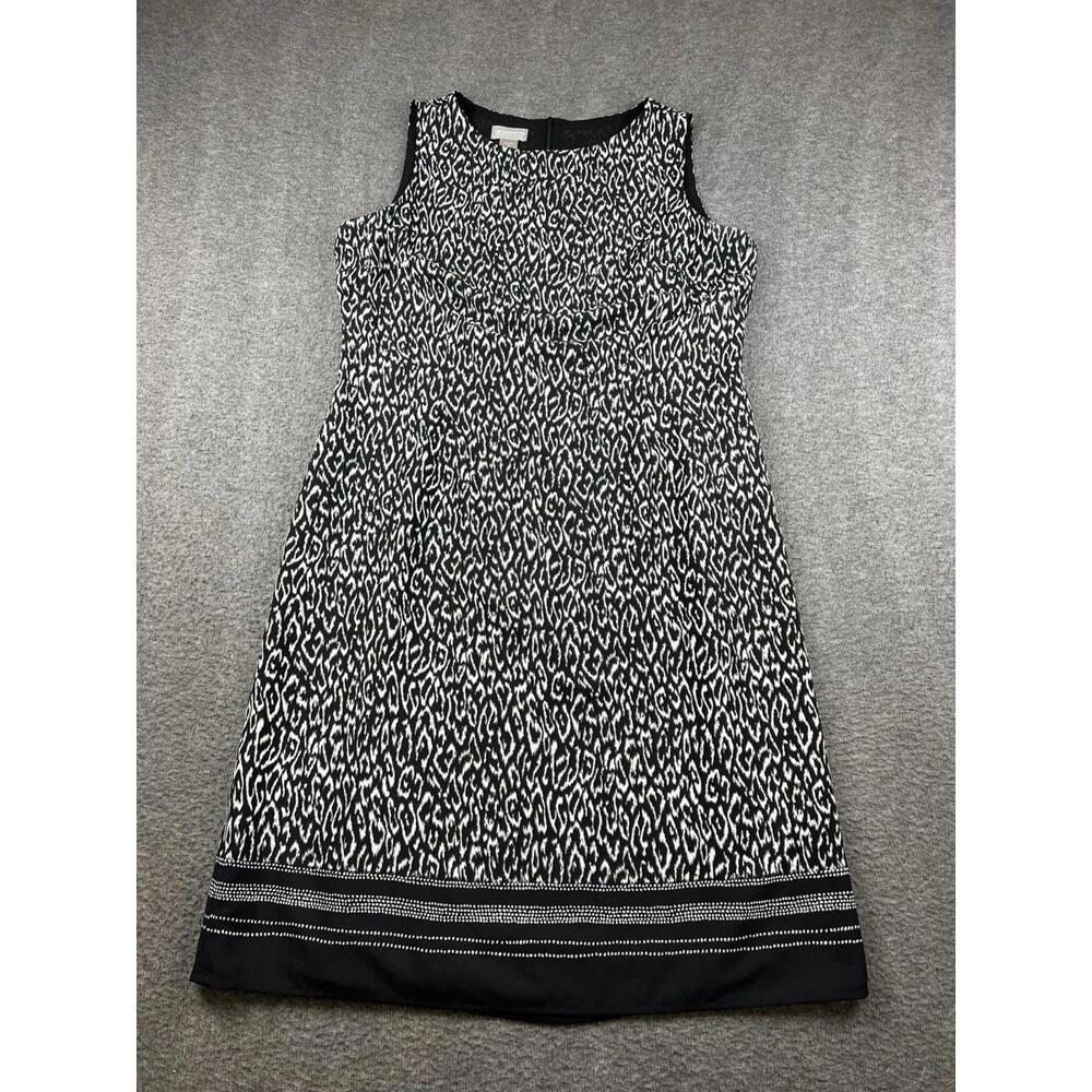 Liz Claiborne Petite Black and White Patterned Sleeveless Dress Size 16